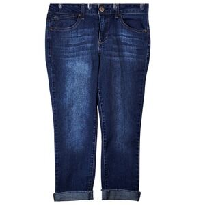 1822 Denim Womens Size 8 Dark Wash Mid‎ Rise Cropped Straight Leg Jeans Raw Hem